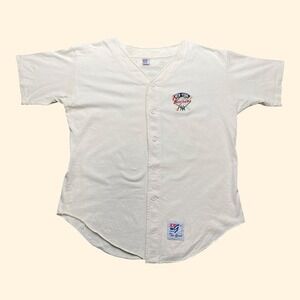 Vintage Retro The Game New York Yankees Baseball Jersey Cream Mens LARGE 90s MLB